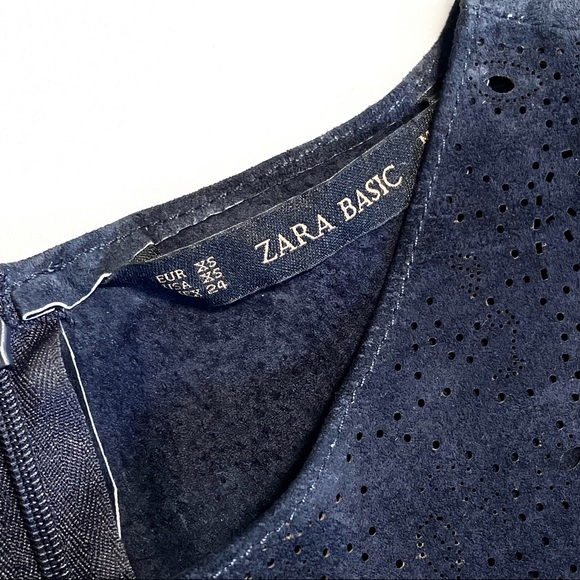 Zara Navy Leather Top - Picture 5 of 10